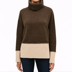 Knyt & Lynk Sweater 100% Cashmere Brown Tan Turtleneck Long Sleeves Size S